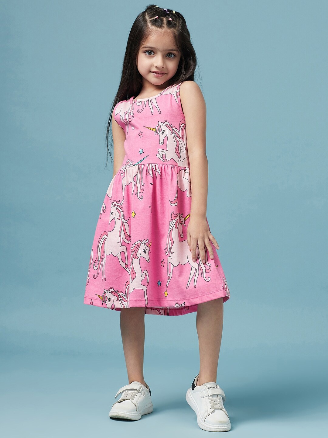 

pspeaches Girls Printed Cotton Dress, Pink