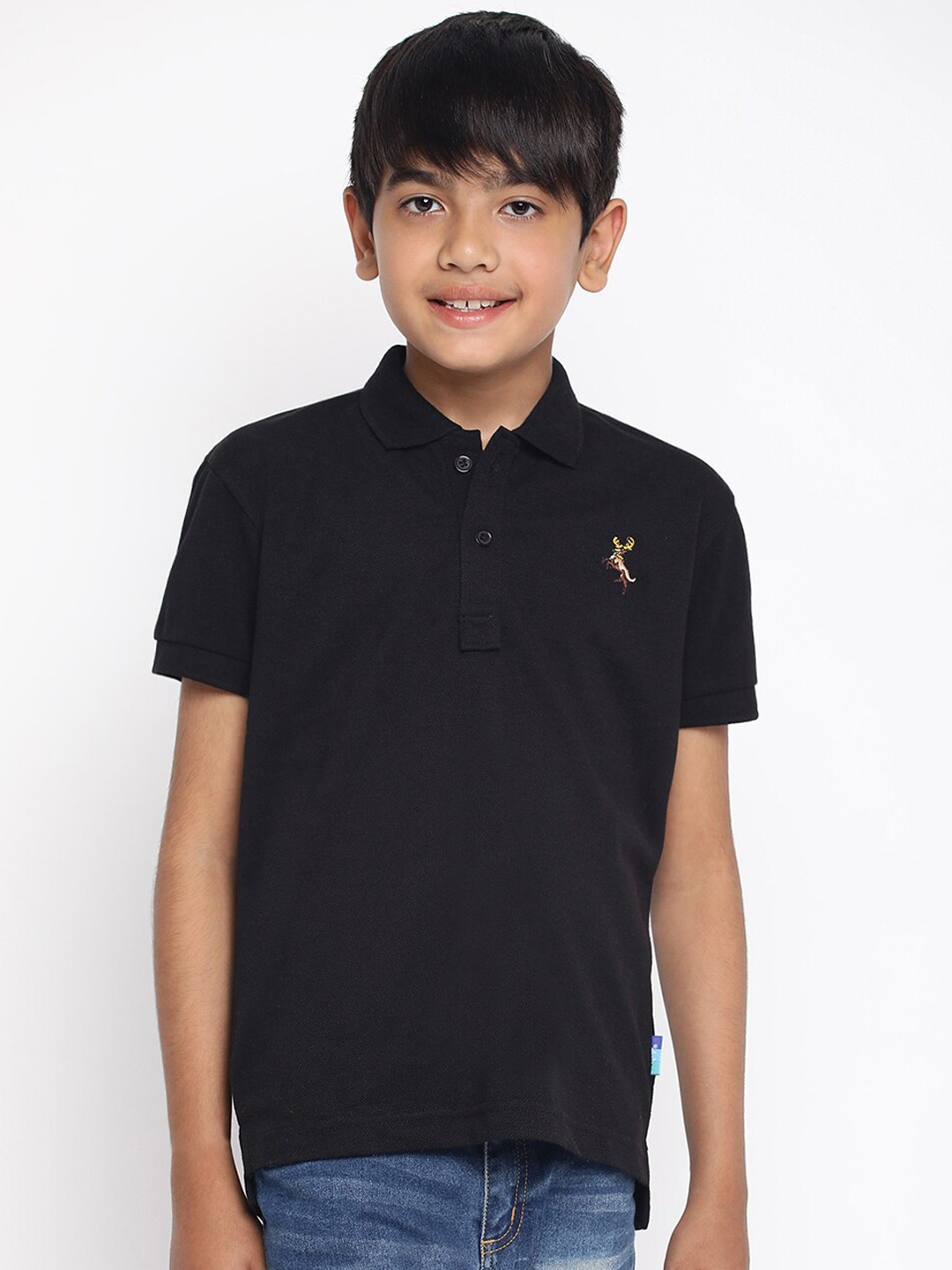 

Lil Tomatoes Boys Regular Fit Polo Collar T-shirt, Black