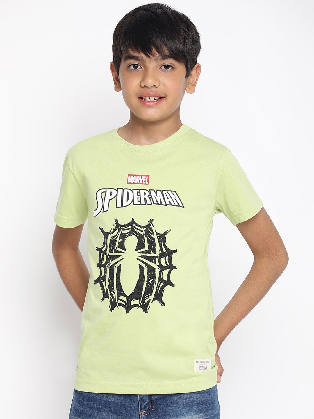 

Lil Tomatoes Boys Spider-Man Printed T-shirt, Green