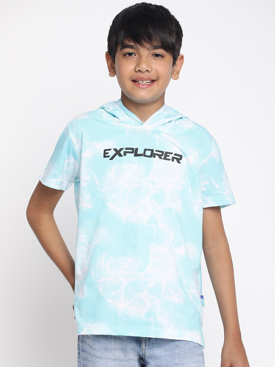 

Lil Tomatoes Boys Tie & Dye Hooded T-shirt, Blue
