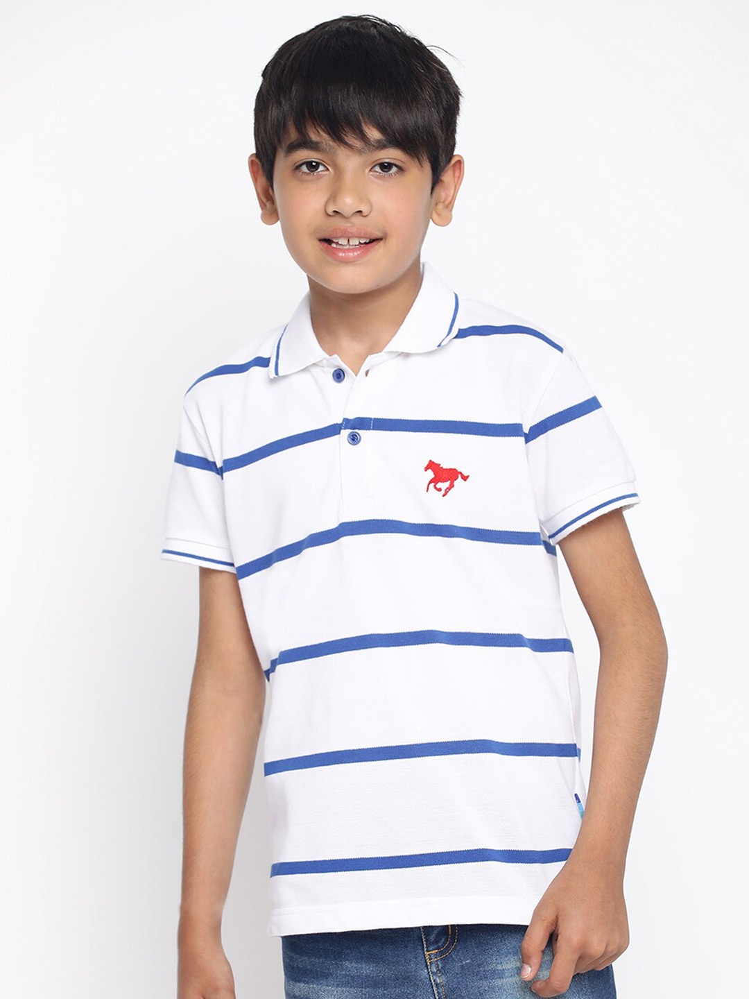 

Lil Tomatoes Boys Striped Polo Collar T-shirt, Blue