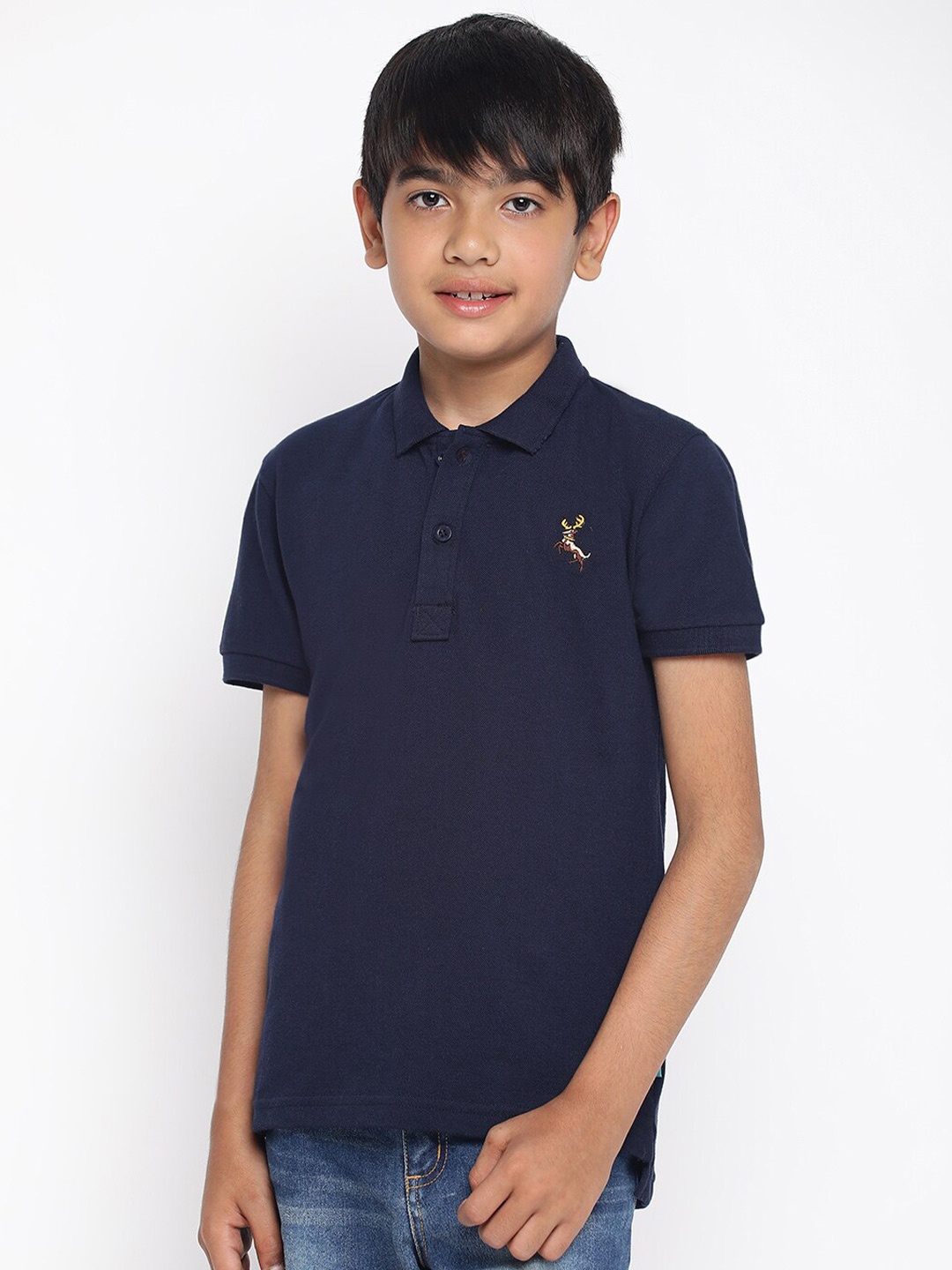 

Lil Tomatoes Boys Polo Collar Cotton T-shirt, Navy blue