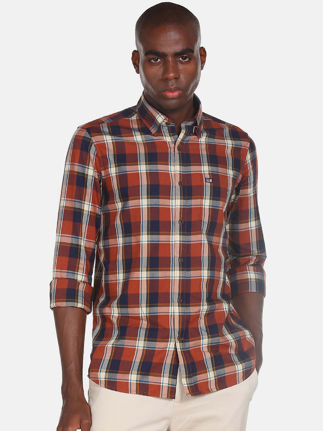 

Arrow Sport Gingham Checks Checked Pure Cotton Casual Shirt, Blue