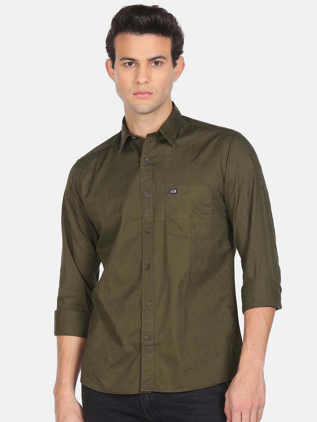 

Arrow Sport Self Design Slim Fit Casual Pure Cotton Shirt, Green
