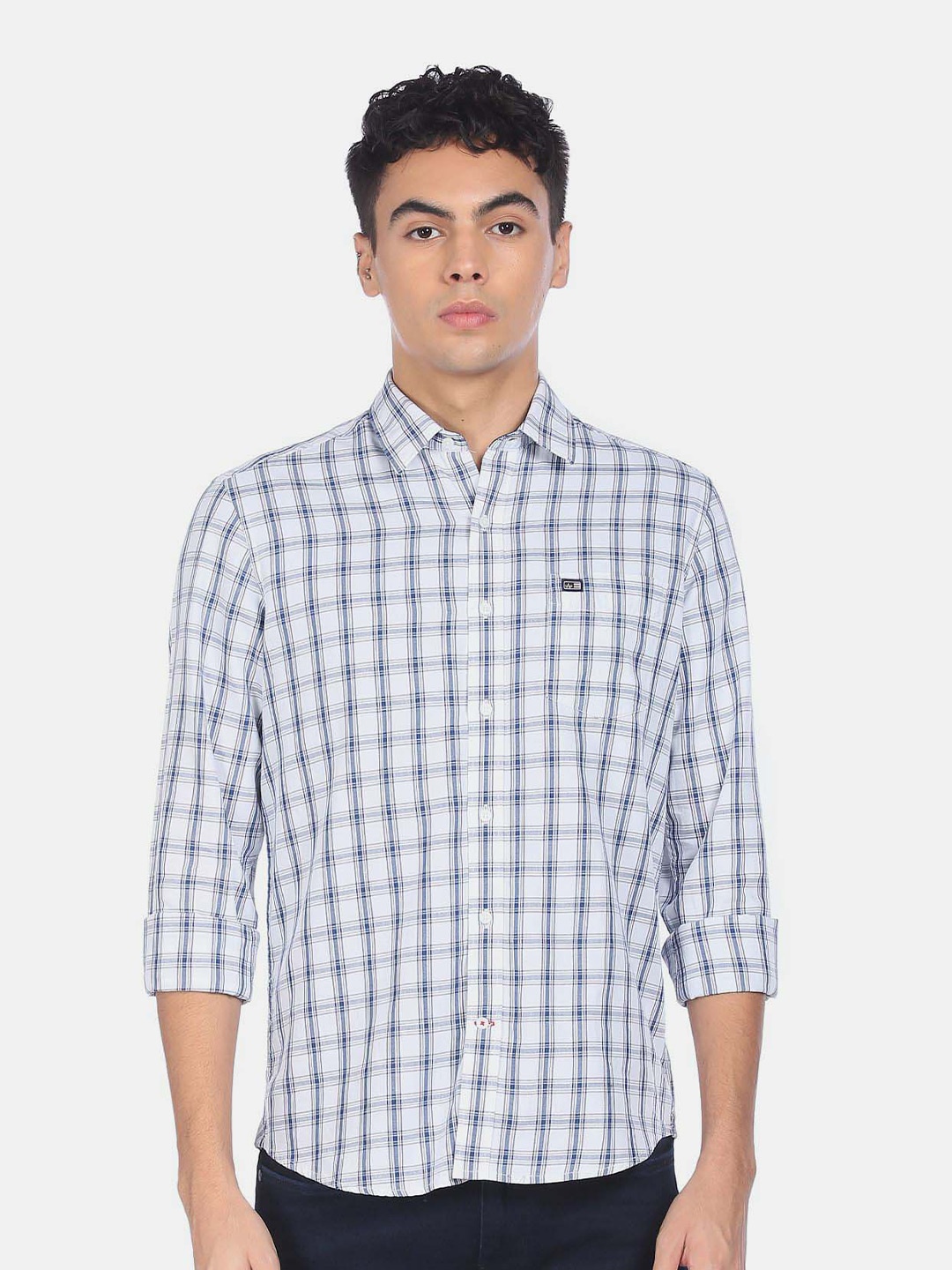 

Arrow Sport Checked Pure Cotton Slim Fit Casual Shirt, White