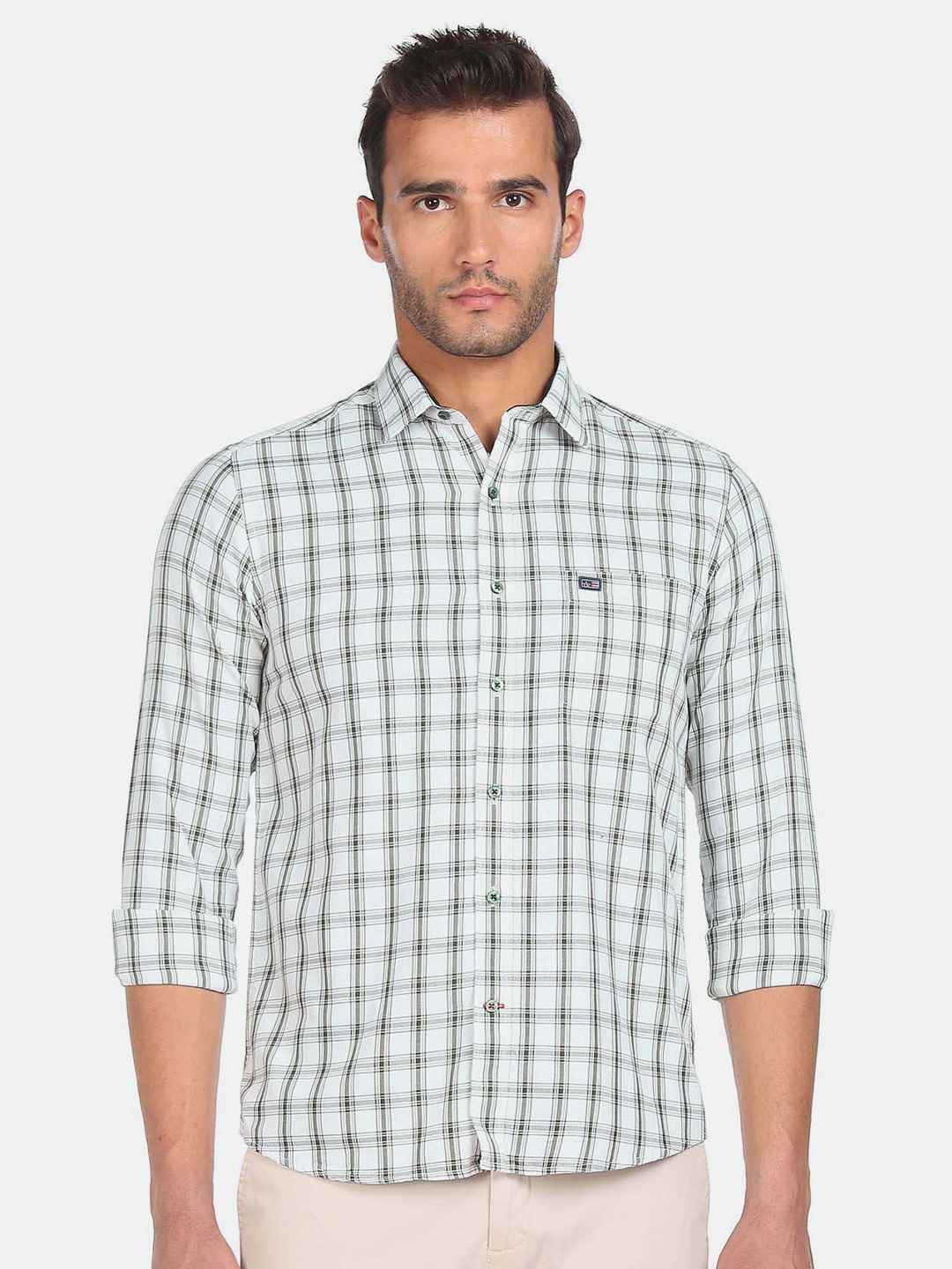 

Arrow Sport Checked Pure Cotton Slim Fit Casual Shirt, White