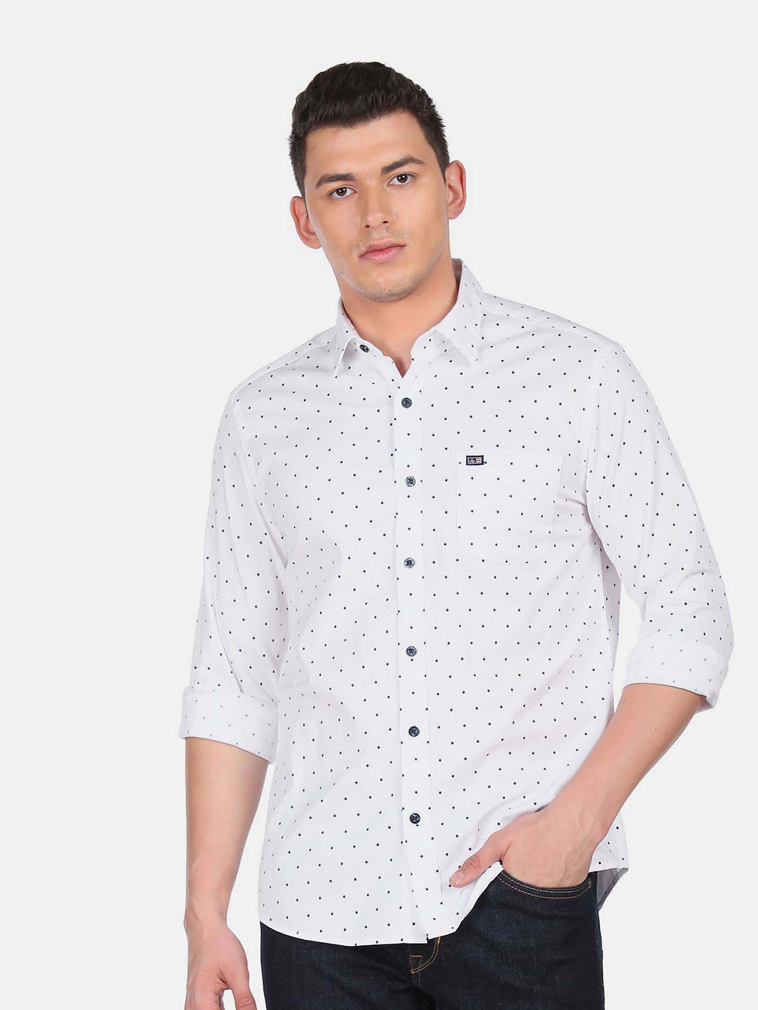 

Arrow Sport Geometric Printed Pure Cotton Slim Fit Casual Shirt, White