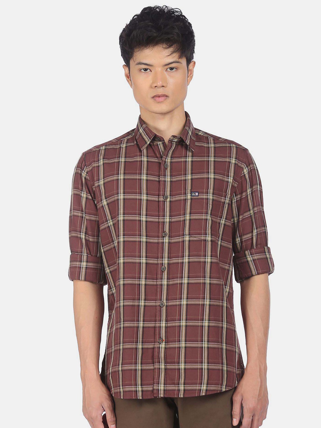 

Arrow Sport Tartan Checks Cotton Casual Shirt, Brown