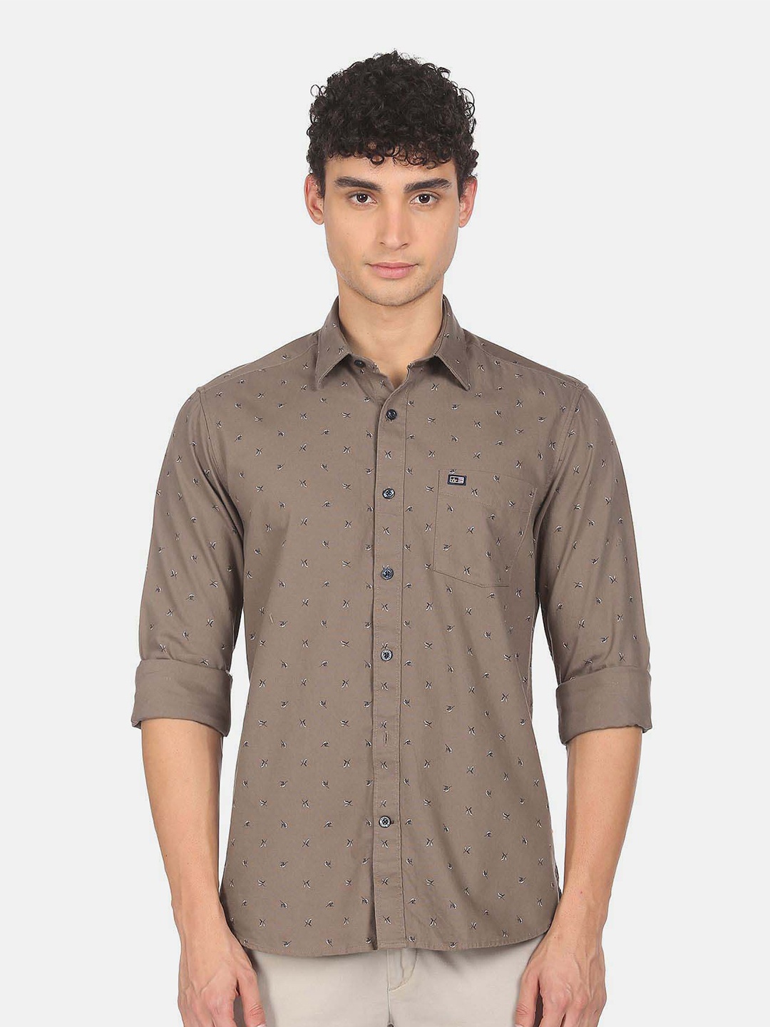 

Arrow Sport Micro Ditsy Printed Slim Fit Cotton Casual Shirt, Brown