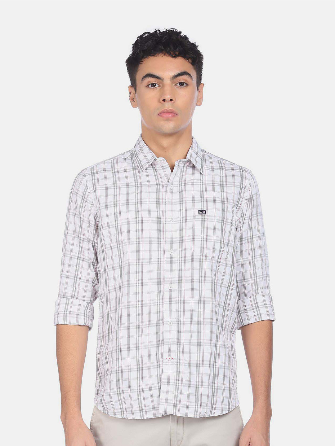 

Arrow Sport Tartan Checks Pure Cotton Casual Shirt, White