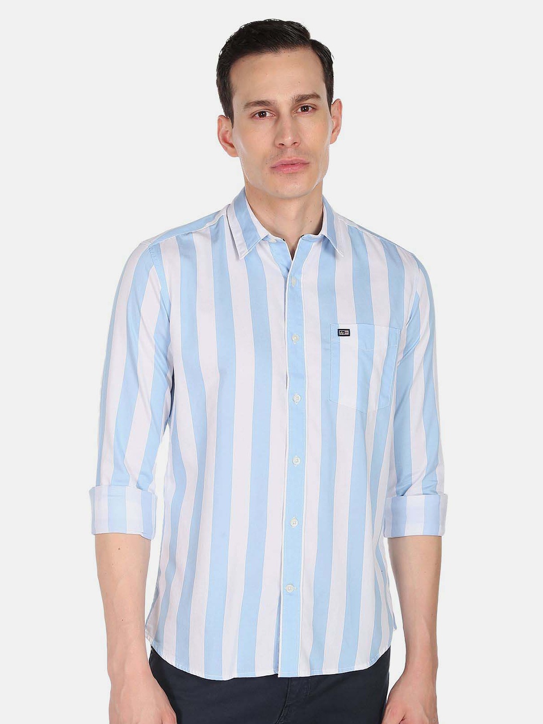 

Arrow Sport Men Slim Fit Striped Casual Cotton Shirt, Blue