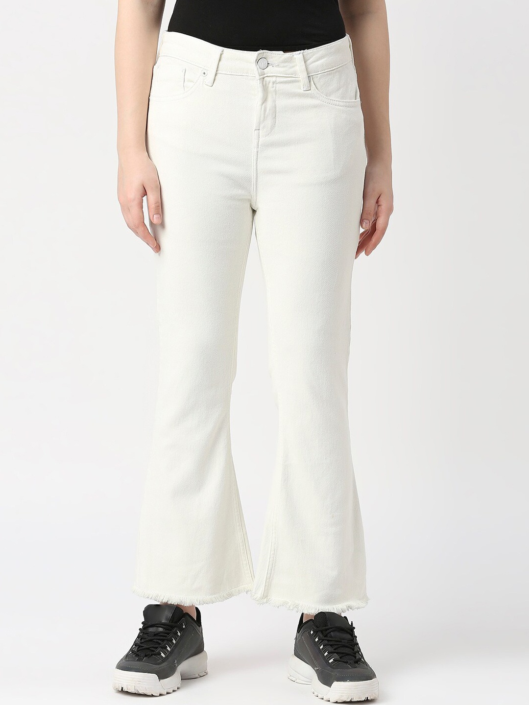 

Pepe Jeans Women Flared High-Rise Cotton Jeans, White
