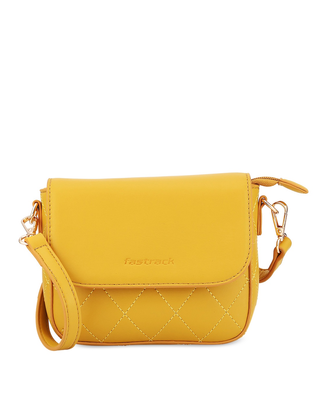 

Fastrack Quilted Structured Sling Bag, Yellow