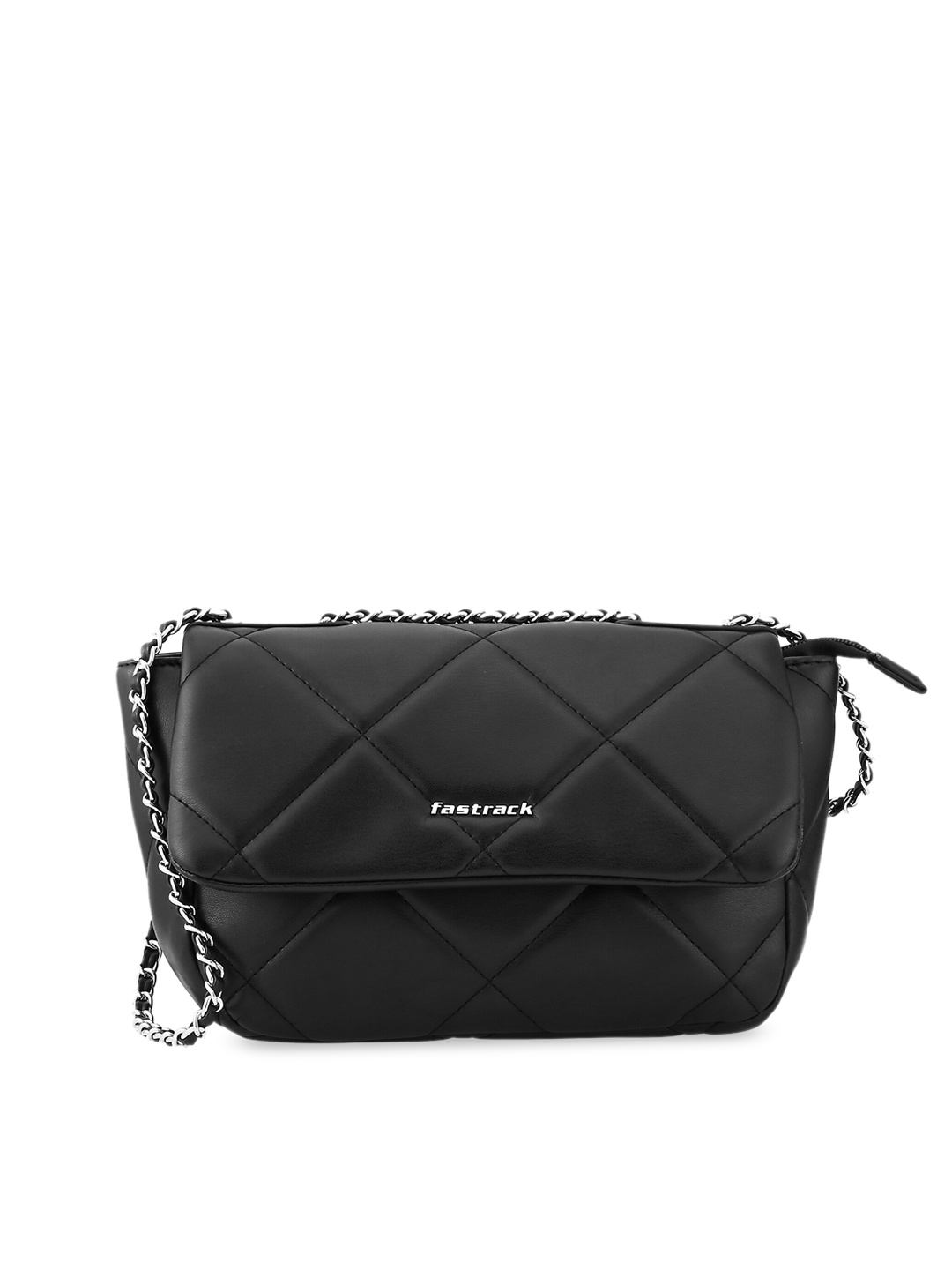 

Fastrack Structured Sling Bag with Quilted Detail, Black