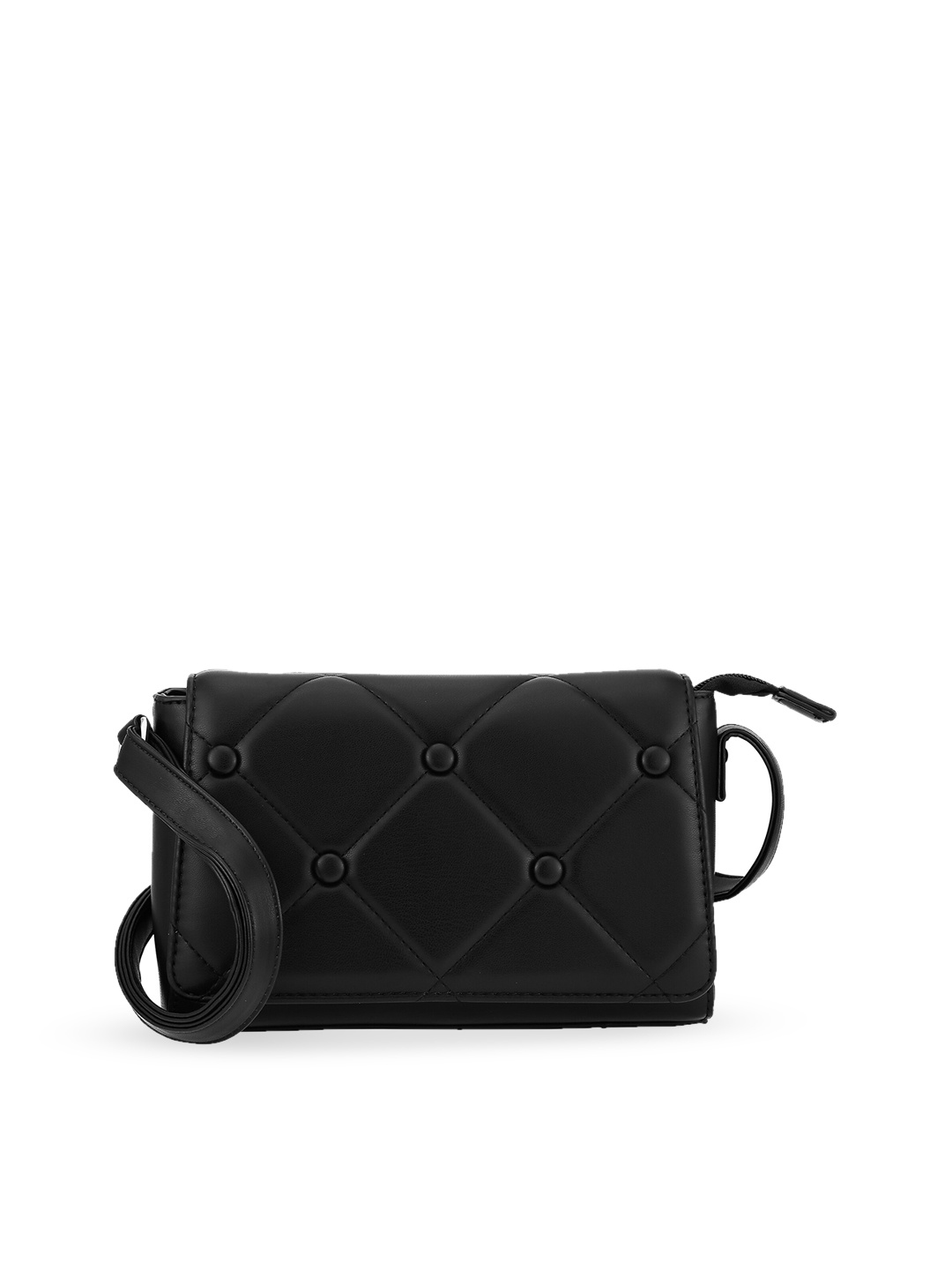 

Fastrack Structured Sling Bag with Quilted Detail, Black