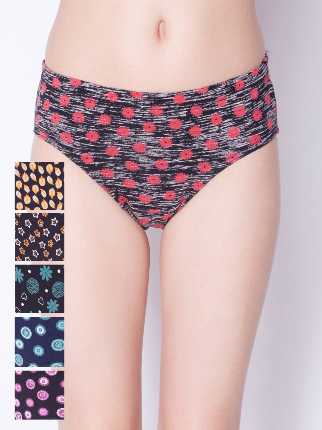 

Dollar Missy Pack of 6 Combed Cotton Deep Printed Inner Elasticated Hipster Briefs, Multi