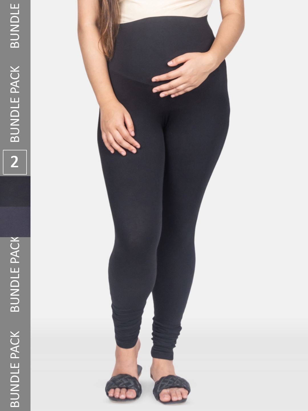 

Mylo Pack of 2 Stretchable Ankle Length Maternity Leggings, Black