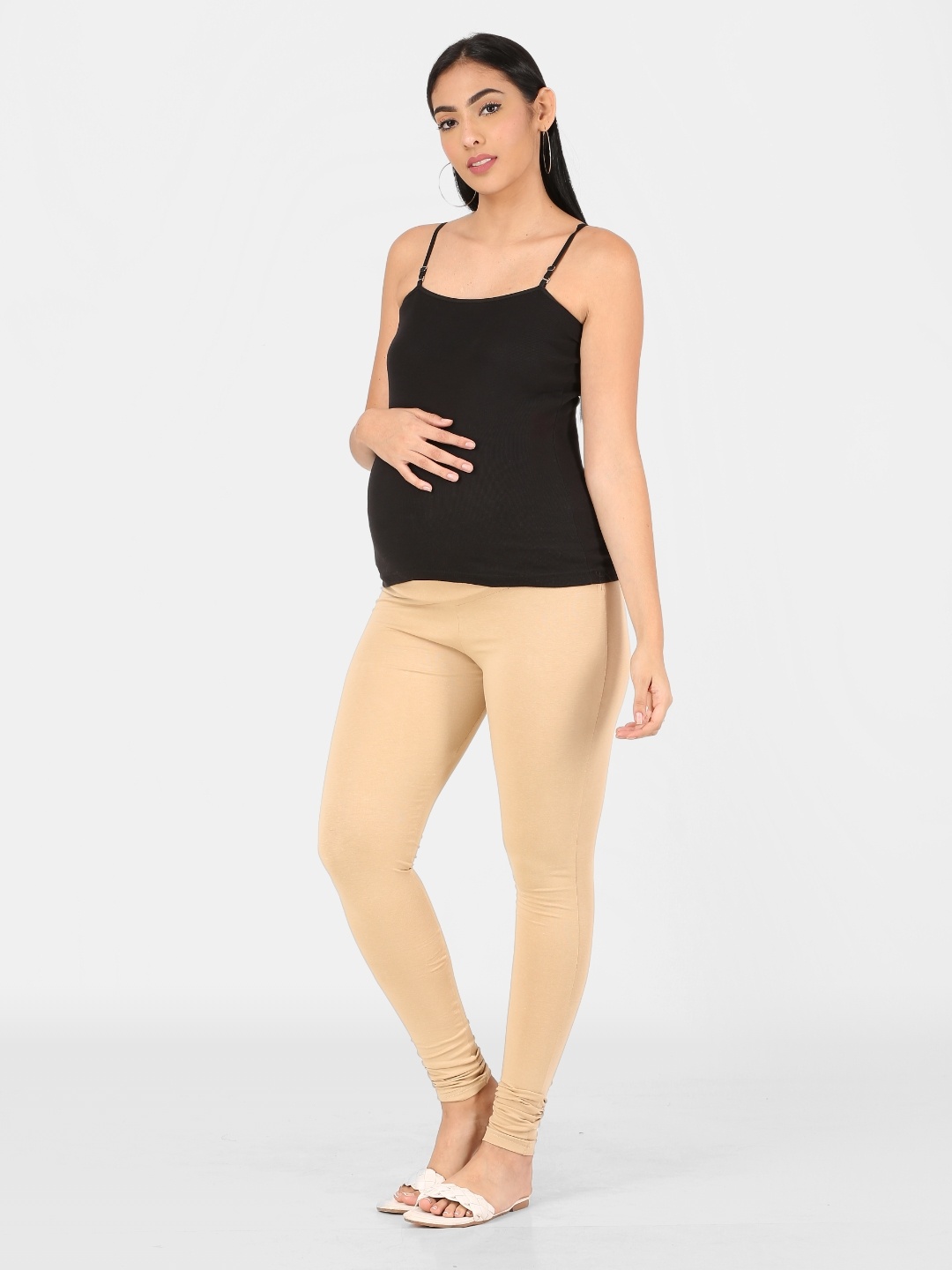 

Mylo Stretchable Ankle Length Maternity Leggings, Beige
