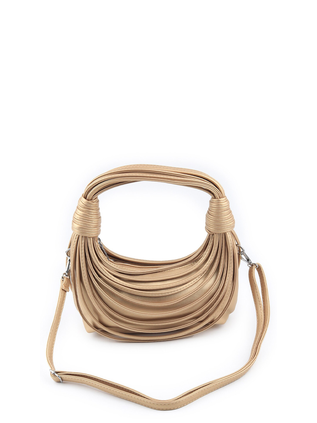 

ODETTE Self Design Quilted Structured Sling Bag, Beige