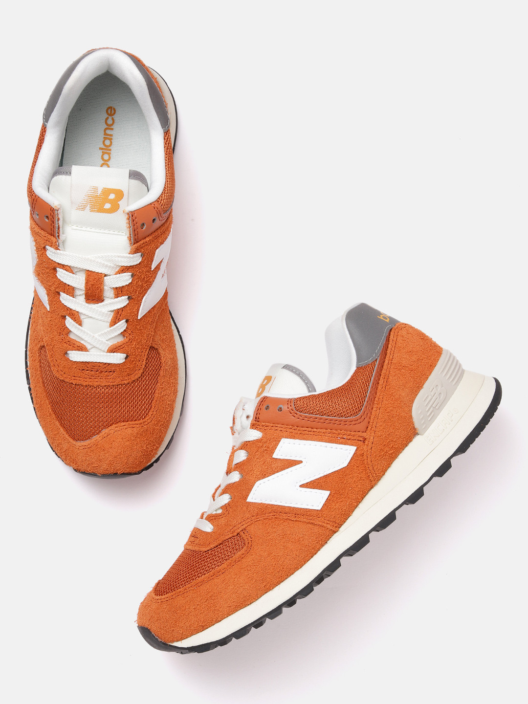 

New Balance Men Round-Toe 574 Sports Shoes, Orange