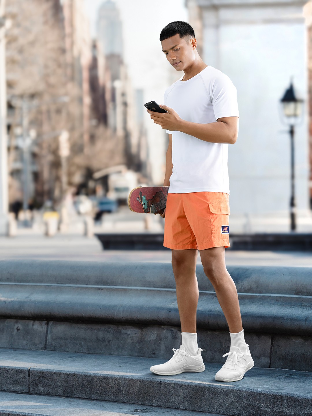 

New Balance Men Athletics High-Rise Shorts, Orange