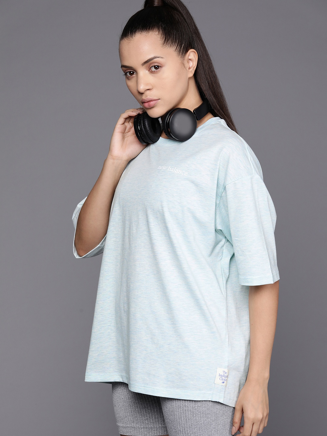 

New Balance Drop-Shoulder Sleeves Abzorb Oversized Running T-shirt, Blue