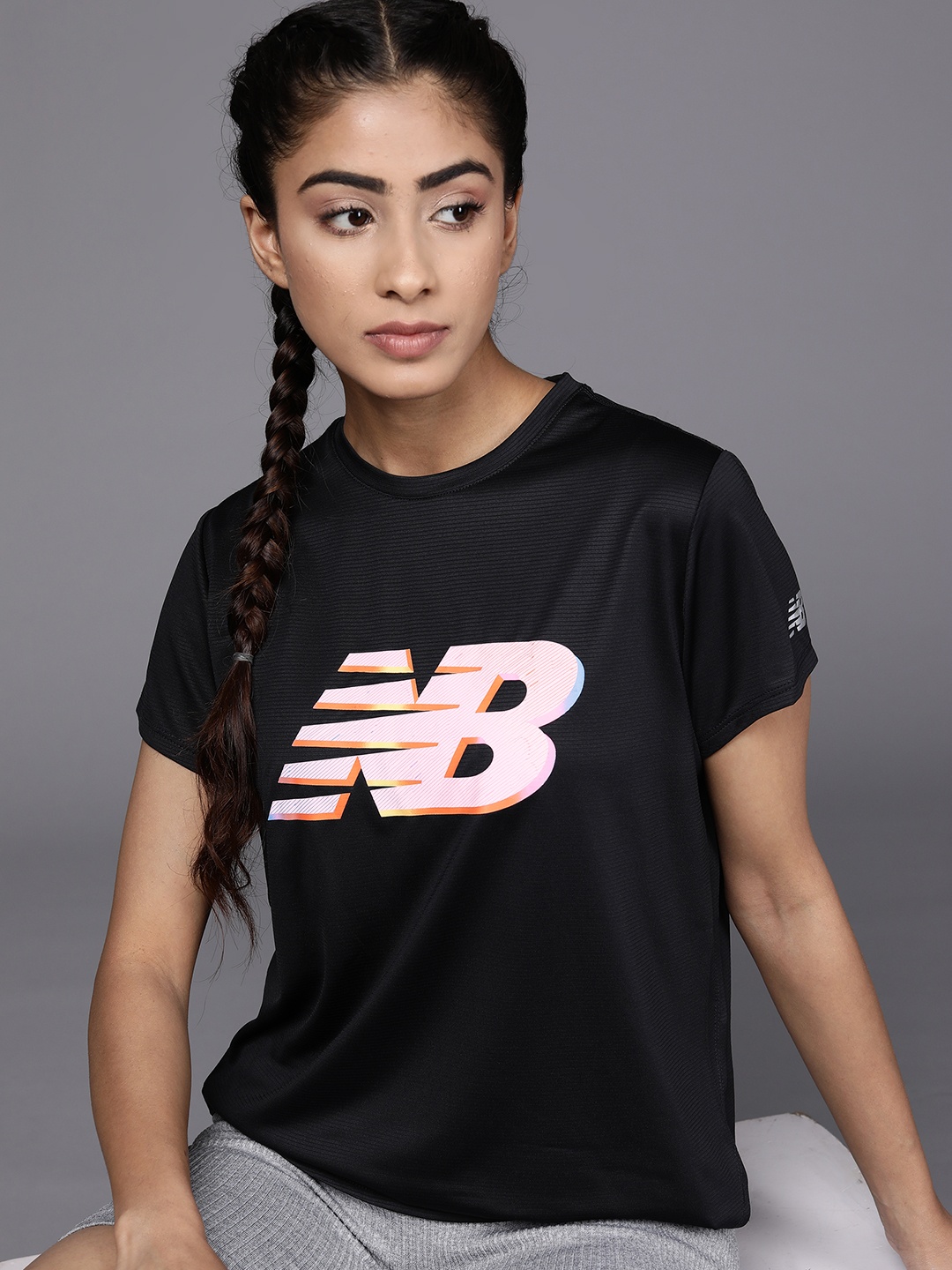 

New Balance Sustainable Fast-Dry Printed Abzorb Running T-shirt, Black