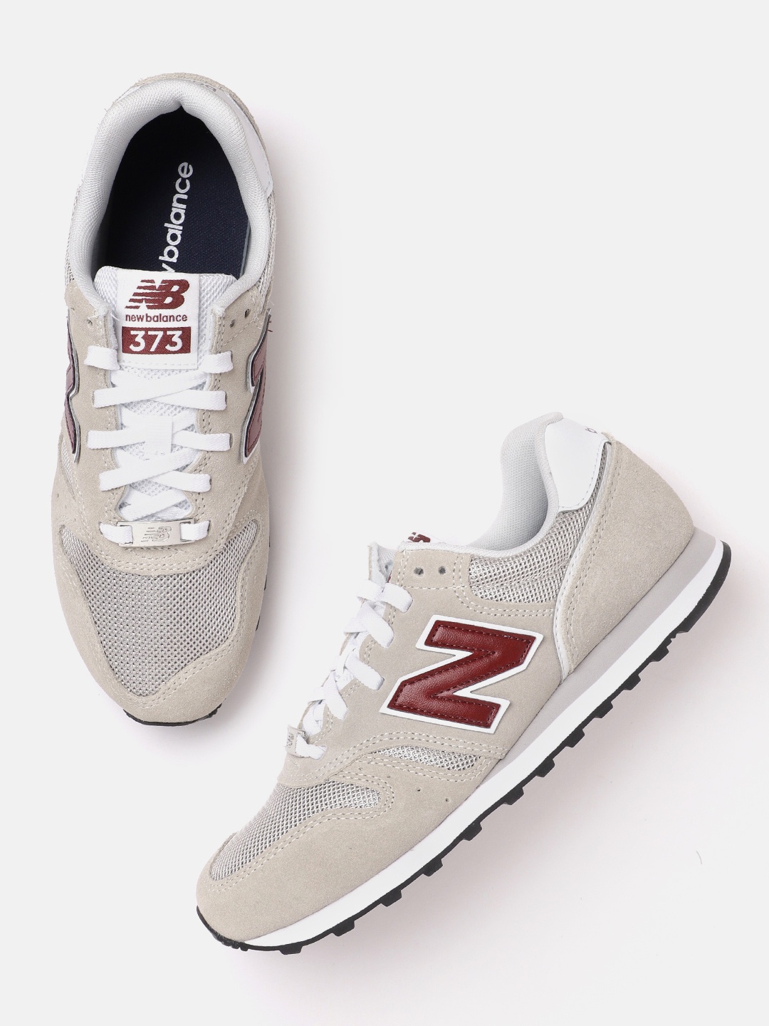 

New Balance Men Beige Woven Design Sneakers
