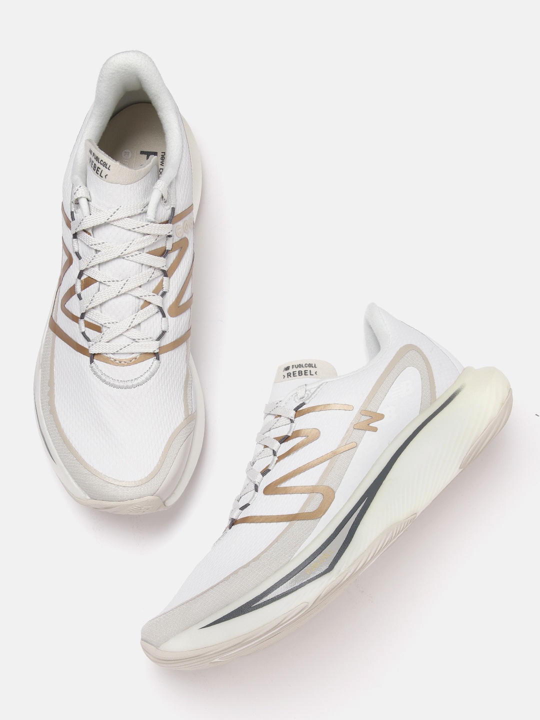 

New Balance Men Off White Running Shoes