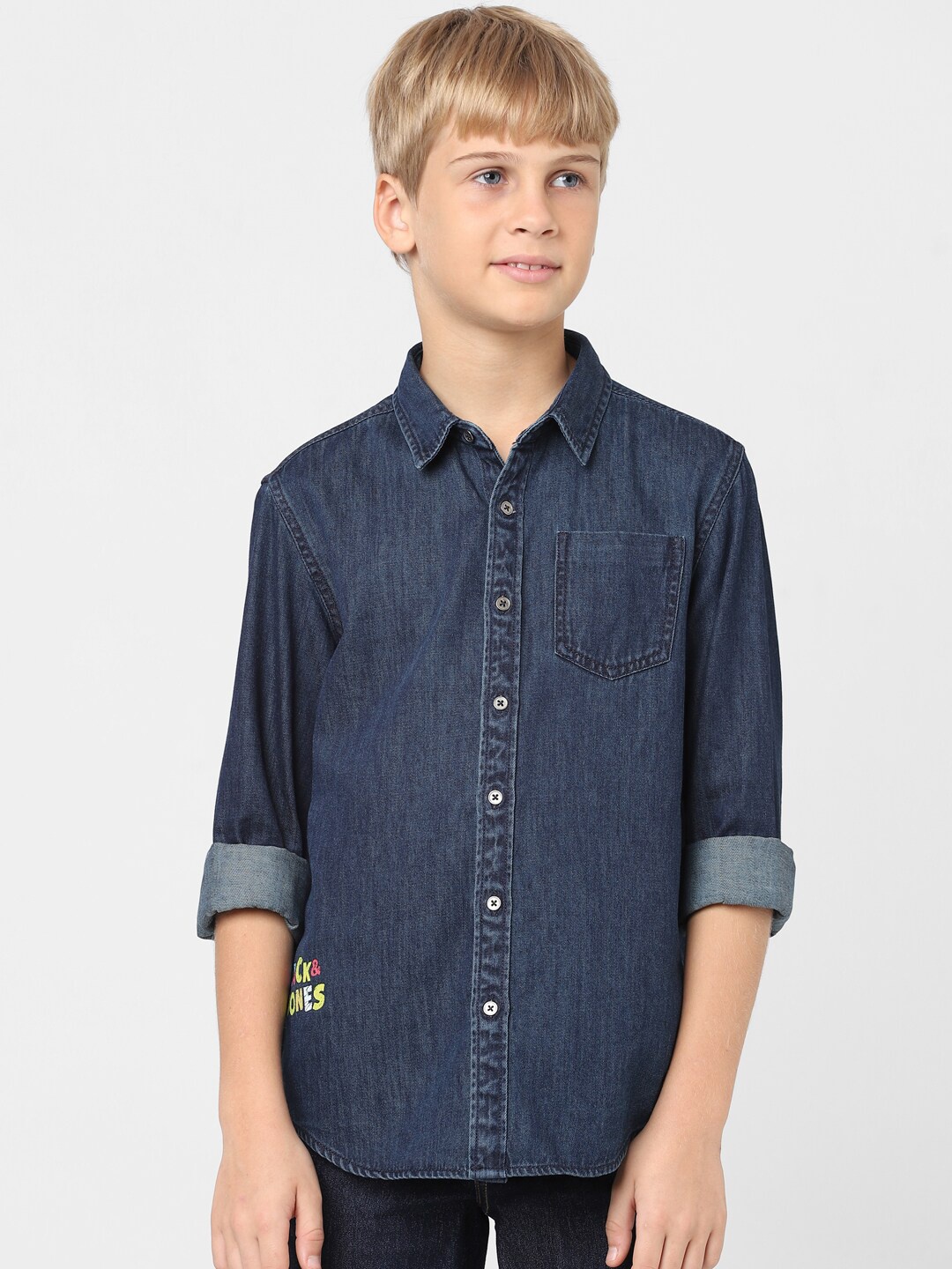 

Jack & Jones Junior Boys Denim Cotton Casual Shirt, Blue