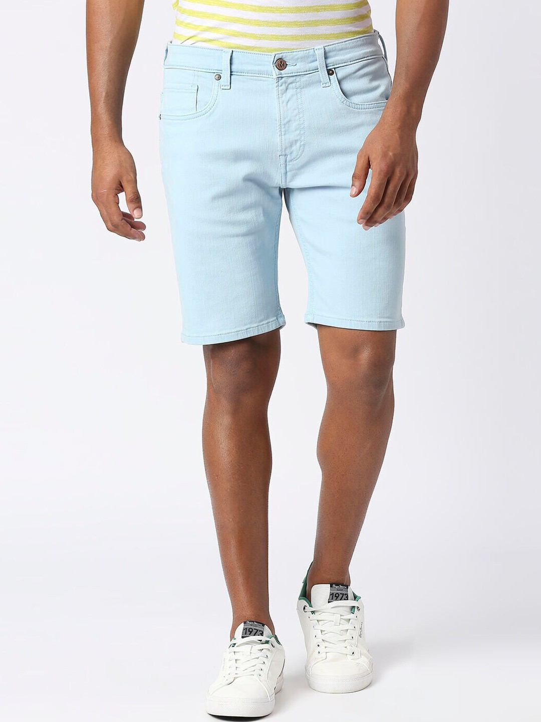

Pepe Jeans Men Cotton Mid-Rise Regular Shorts, Blue