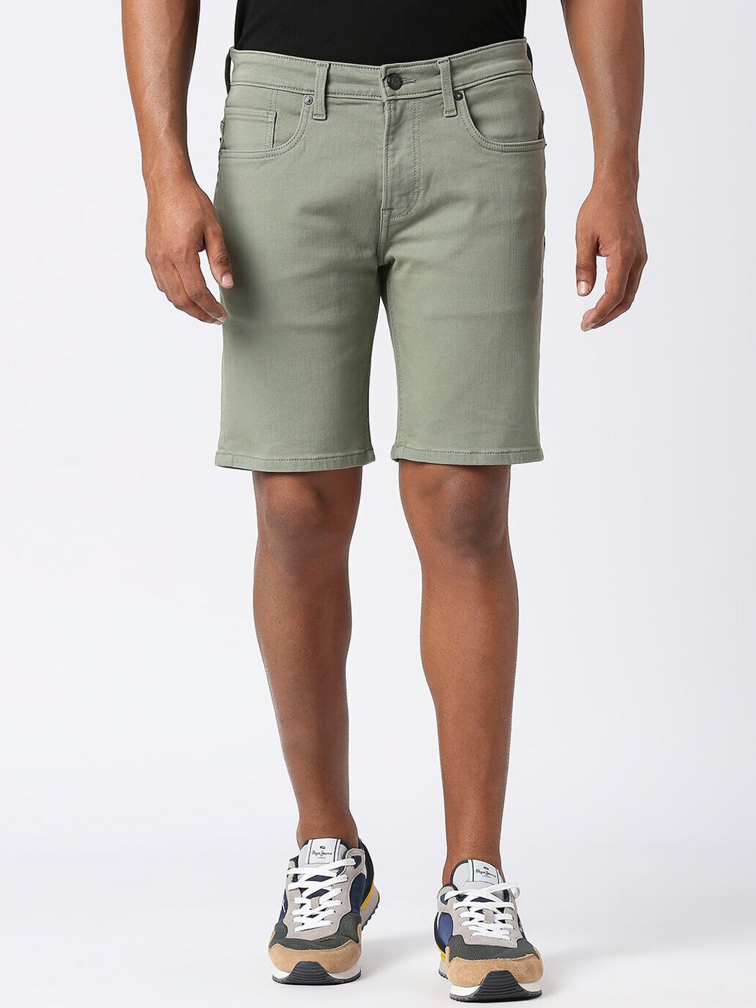 

Pepe Jeans Men Cotton Mid-Rise Regular Shorts, Green