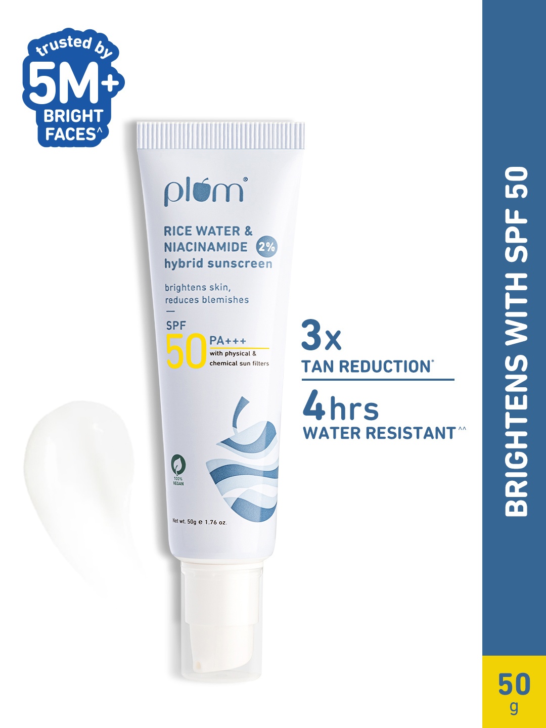 

Plum 2% Niacinamide Sunscreen SPF 50 PA+++ UVA/B To Reduces Tan - 50g, White