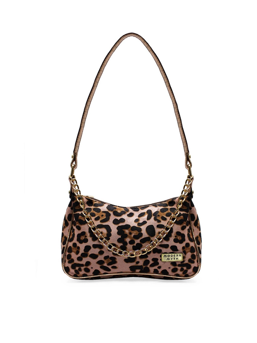 

MODERN MYTH Animal Printed Structured Shoulder Bag with Quilted, Rose gold