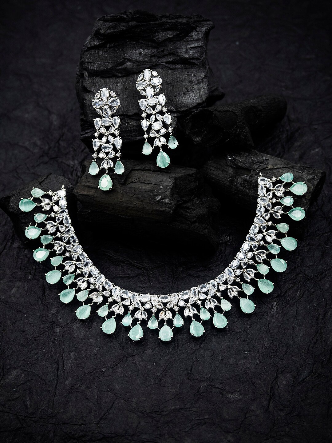 

StileAdda Silver-Plated CZ-Studded Jewellery Set