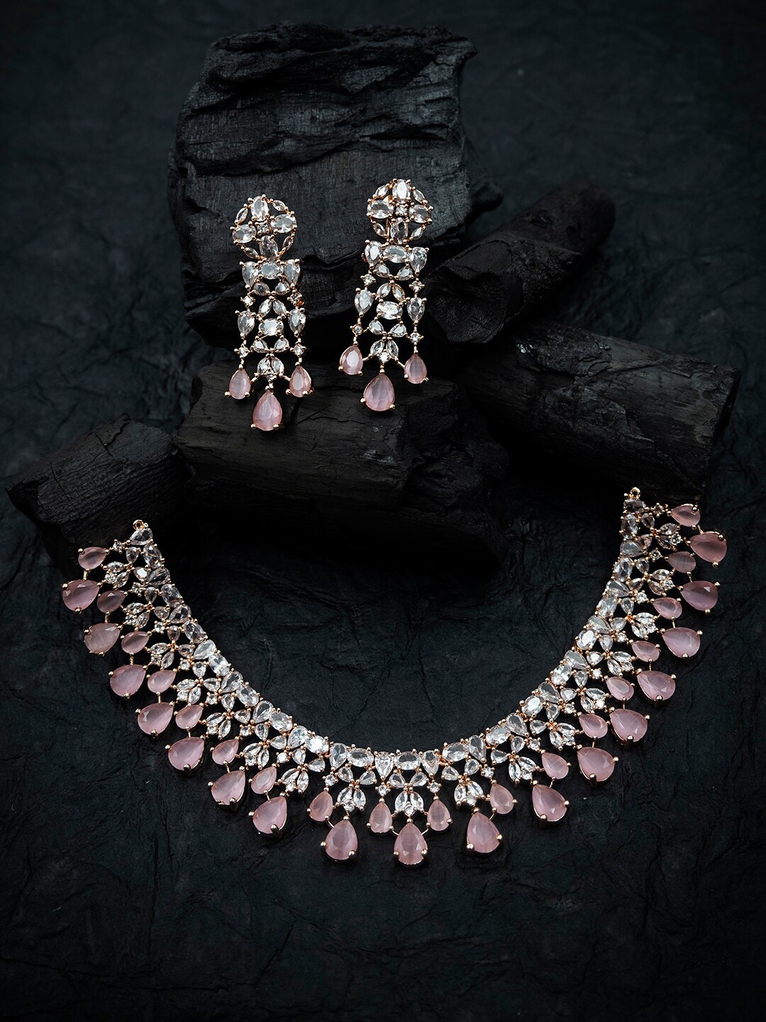 

StileAdda Rose Gold-Plated CZ-Studded Jewellery Set