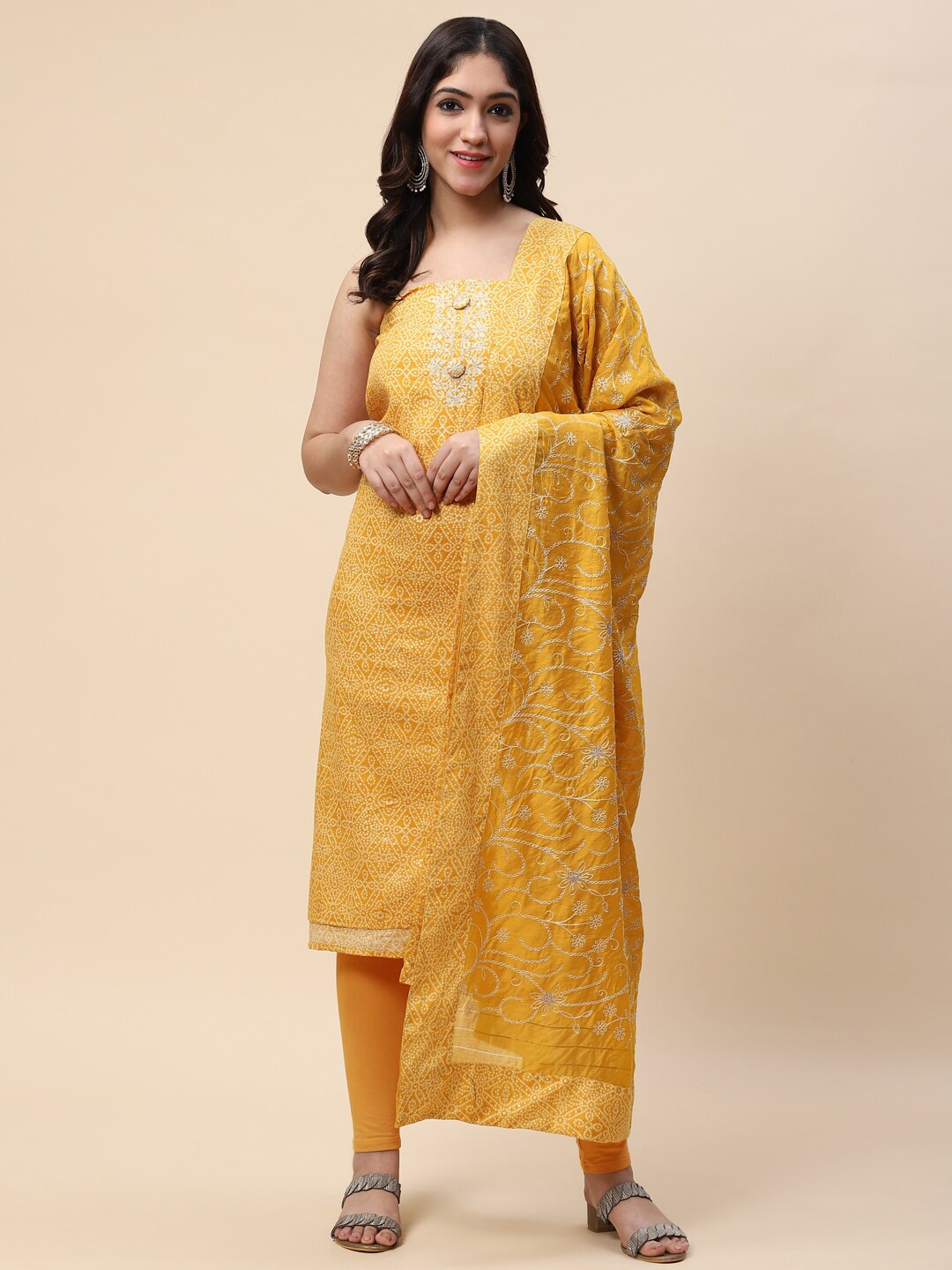

Meena Bazaar Printed Cotton Unstitched Dress Material, Yellow