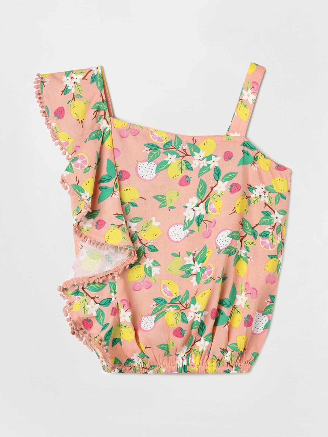 

Fame Forever by Lifestyle Girls Floral Print Ruffles Top, Peach