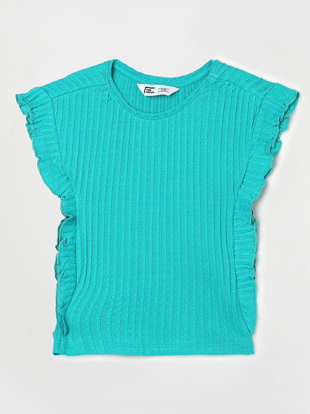 

Fame Forever by Lifestyle Girls Ruffles Sleeveless Cotton Top, Green