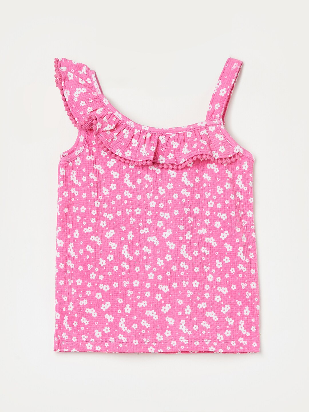 

Juniors by Lifestyle Girls Shoulder Straps Floral Printed Pure Cotton Top, Pink