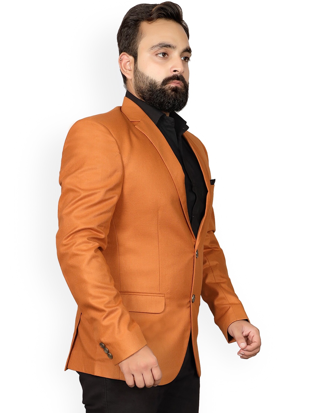 

FOURFOLDS Men Single-Breasted Formal Blazer, Mustard