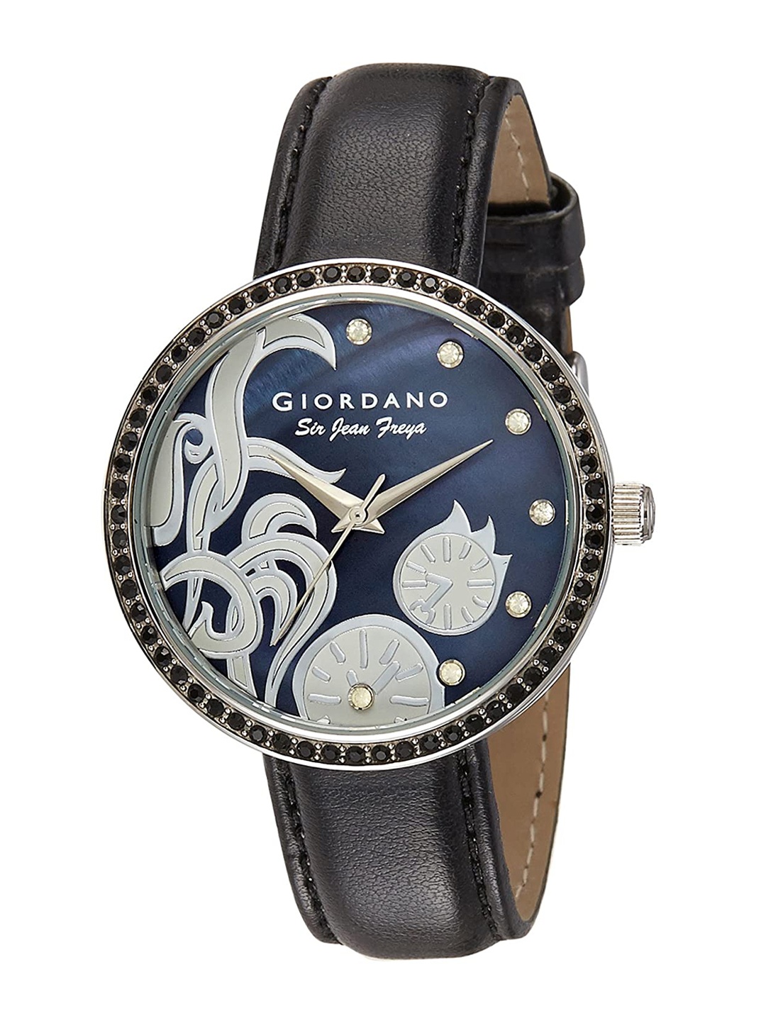 

GIORDANO Women Embellished Dial & Leather Straps Analogue Watch 2585-01, Navy blue