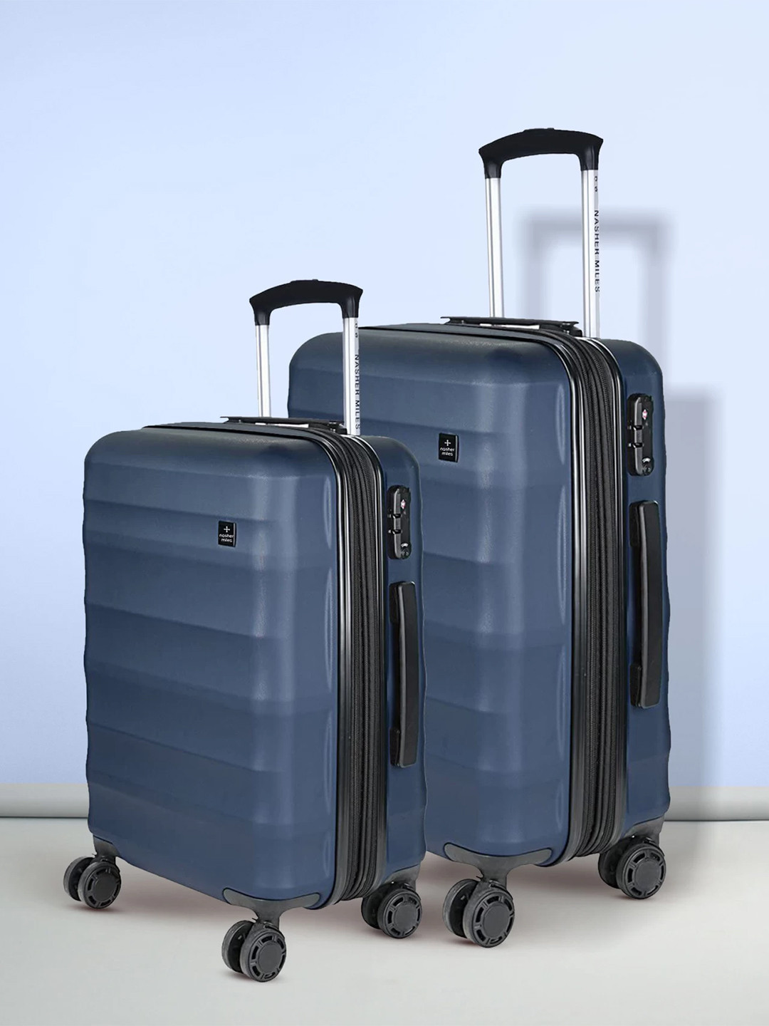 

Nasher Miles Set Of 2 Textured Hard-Sided Trolley Suitcases, Blue