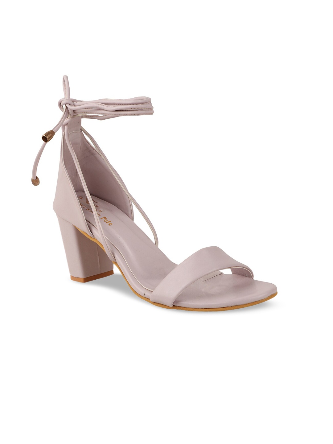 

THE WHITE POLE Open-Toe Tie-Up Detail Block Heels, Purple