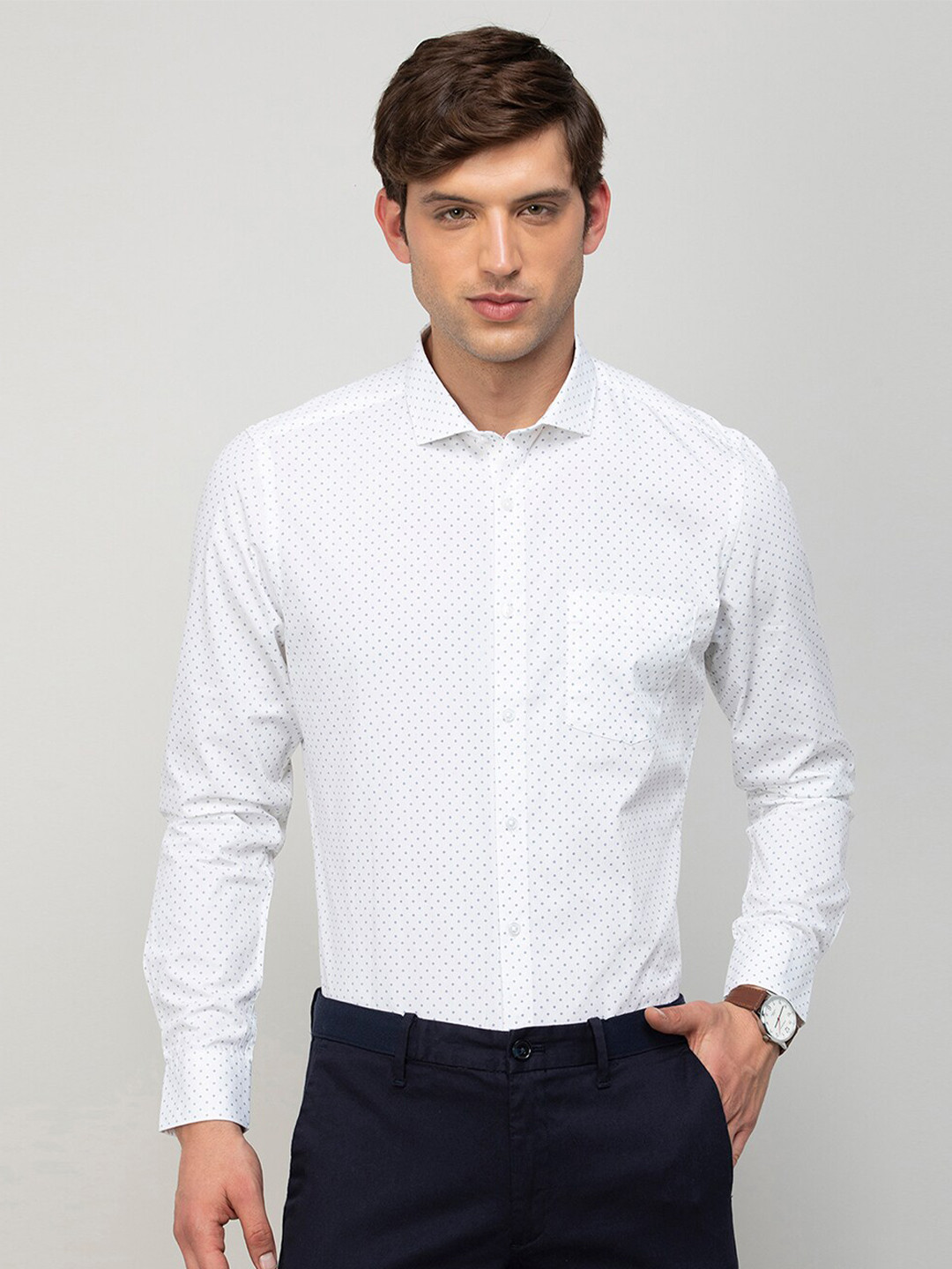 

CODE by Lifestyle Micro Printed Formal Cotton Shirt, White