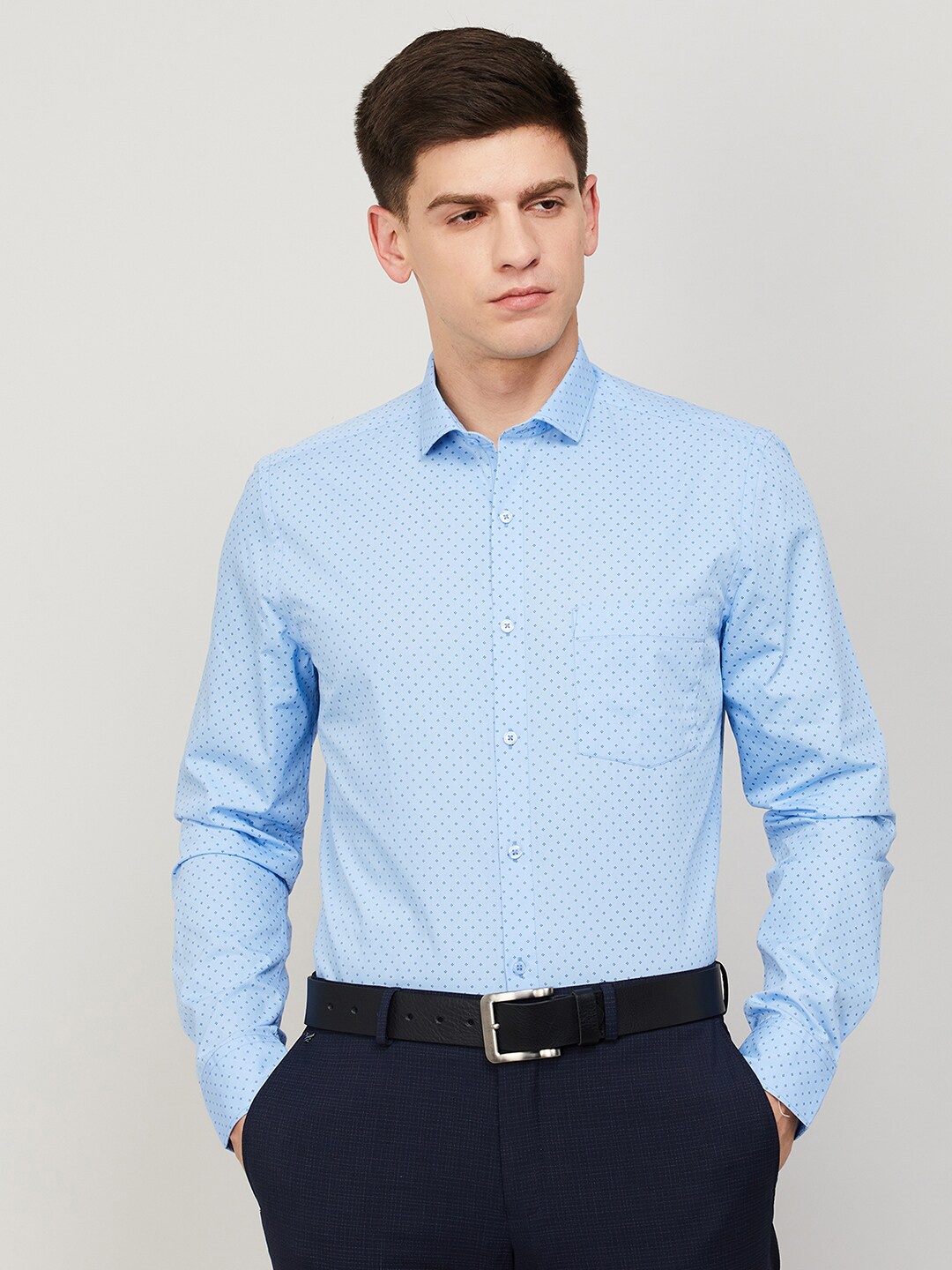 

CODE by Lifestyle Micro Ditsy Printed Cotton Formal Shirt, Blue