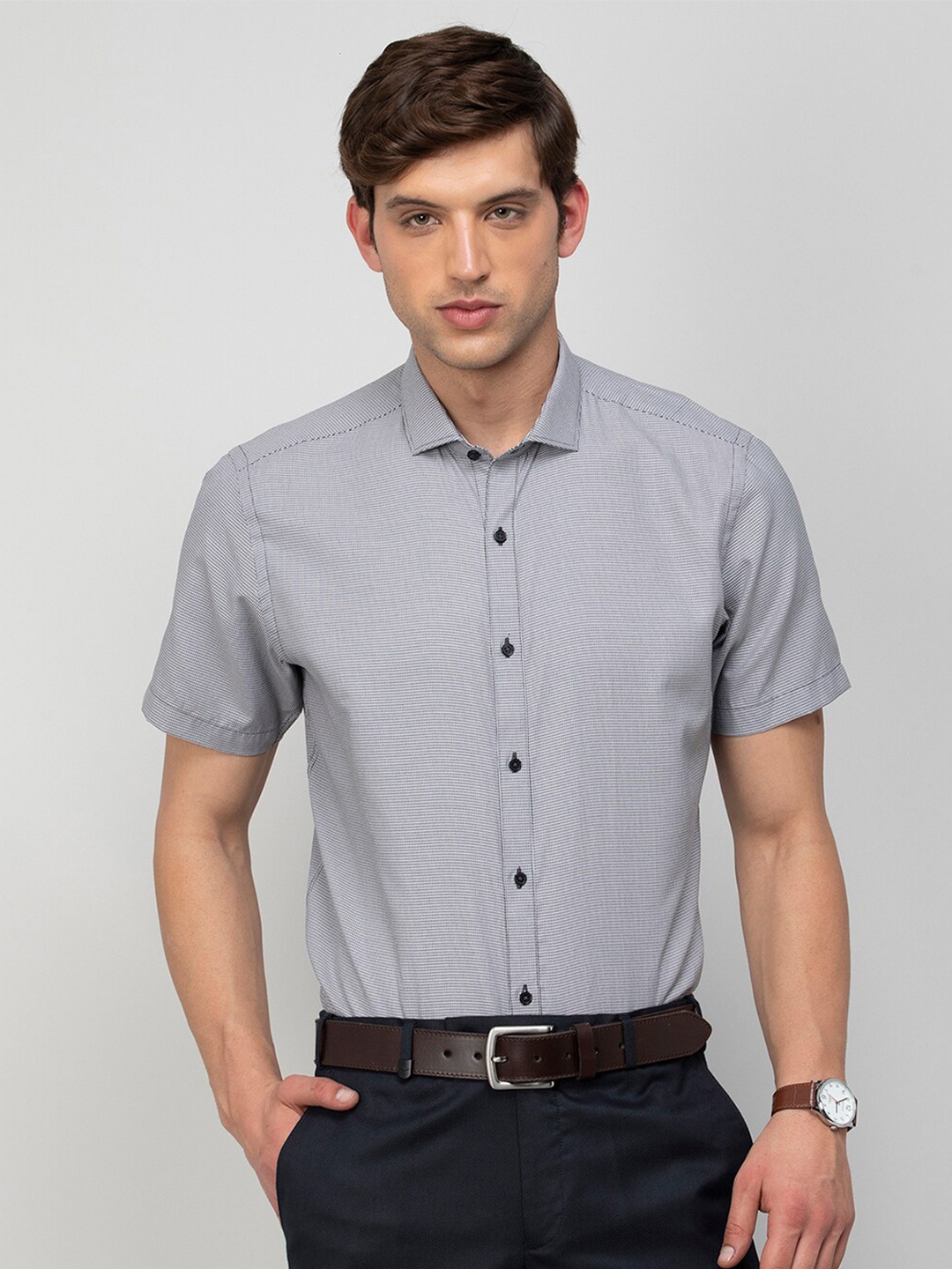 

CODE by Lifestyle Spread Collar Cotton Formal Shirt, Black