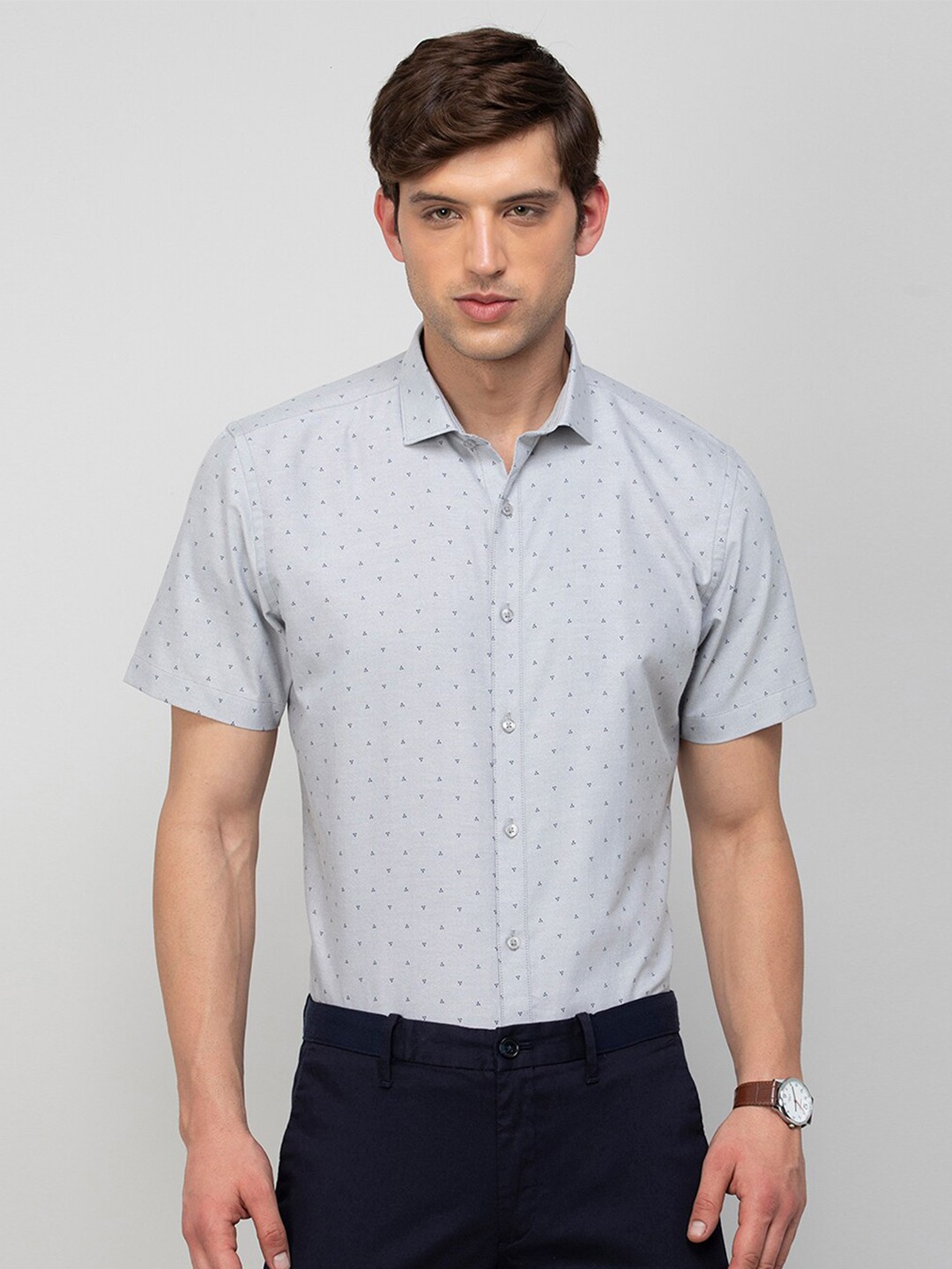 

CODE by Lifestyle Micro Ditsy Printed Cotton Regular Fit Formal Shirt, Grey