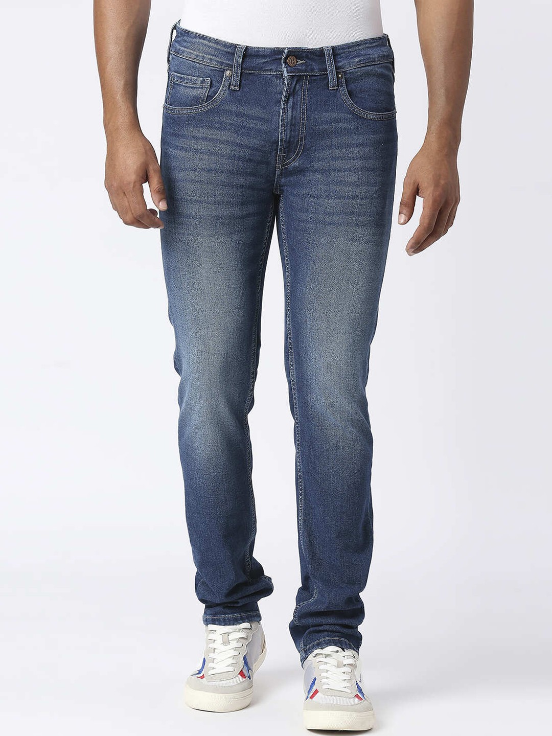 

Pepe Jeans Men Slim Fit Heavy Fade Crinkled Cotton Jeans, Blue