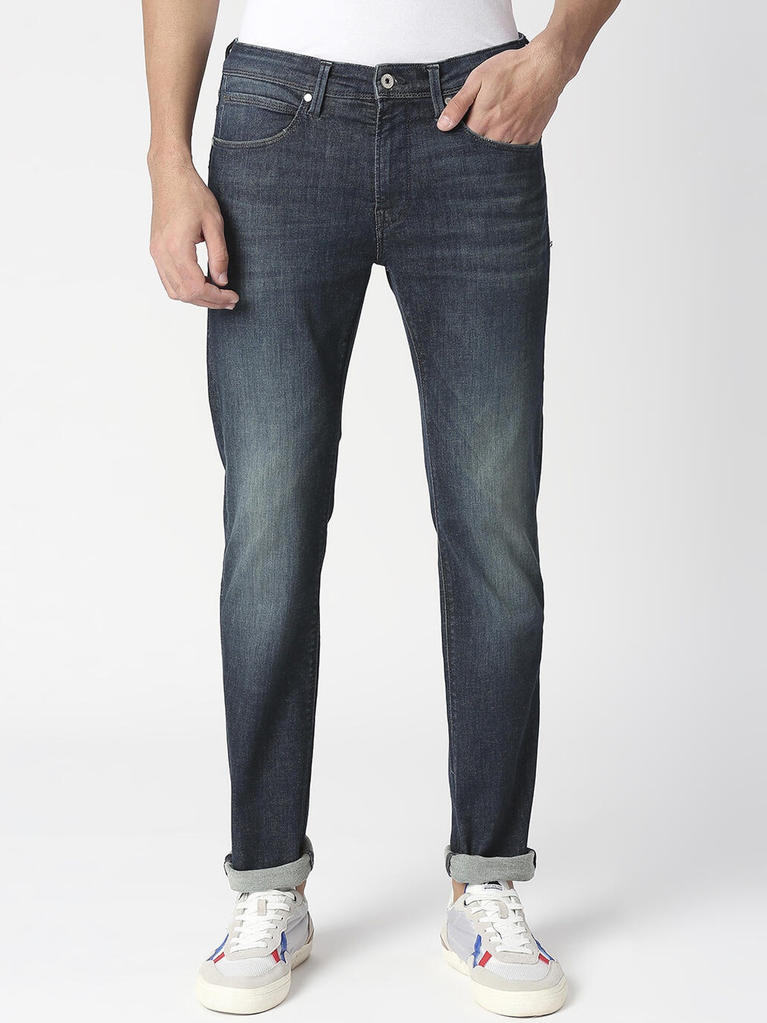 

Pepe Jeans Men Slim Fit Light Fade Cotton Jeans, Blue
